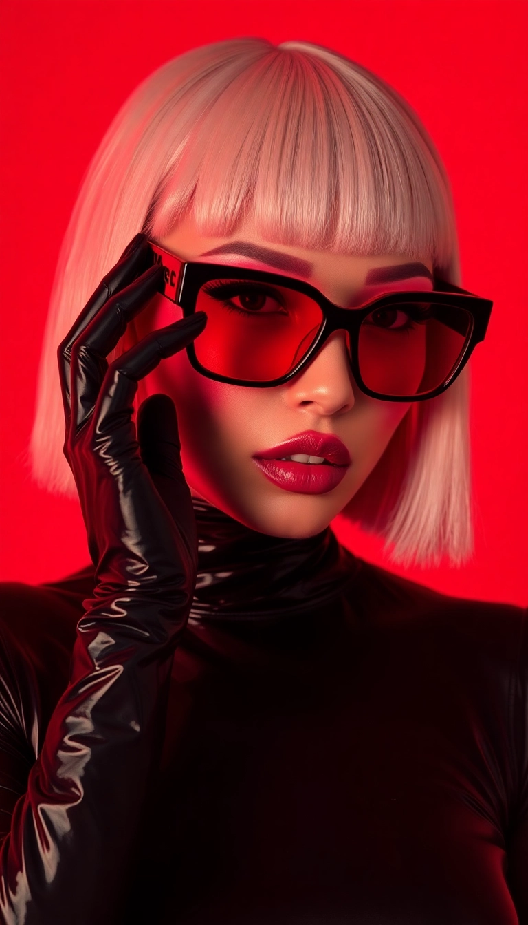 Free Y2K Woman Fashion Model in Black and Red iPhone Luxurious Wallpaper